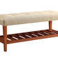 Charla Beige Fabric & Oak Finish Bench Livingsource