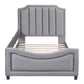 Twin Size Upholstered Daybed with Classic Stripe Shaped  Headboard, Gray - SolidRoot Buy Furniture USA