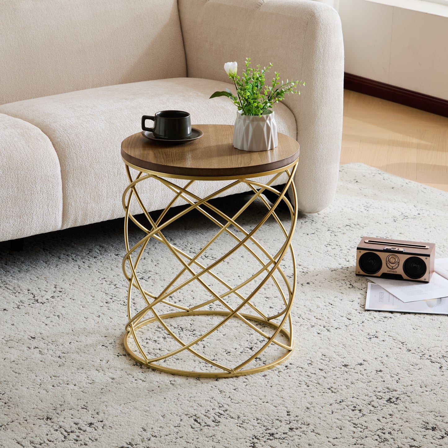 Golden Side table [MDF TOP+ METAL FRAME]