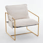 2 Chairs in 1 Box, Upholstered Hanging Armchair with Arm PocketsMetal frame, gold-plated craftsmanship, crushed foam cushions and skin-friendly woven fabric for living room and bedroom. Beige Livingsource