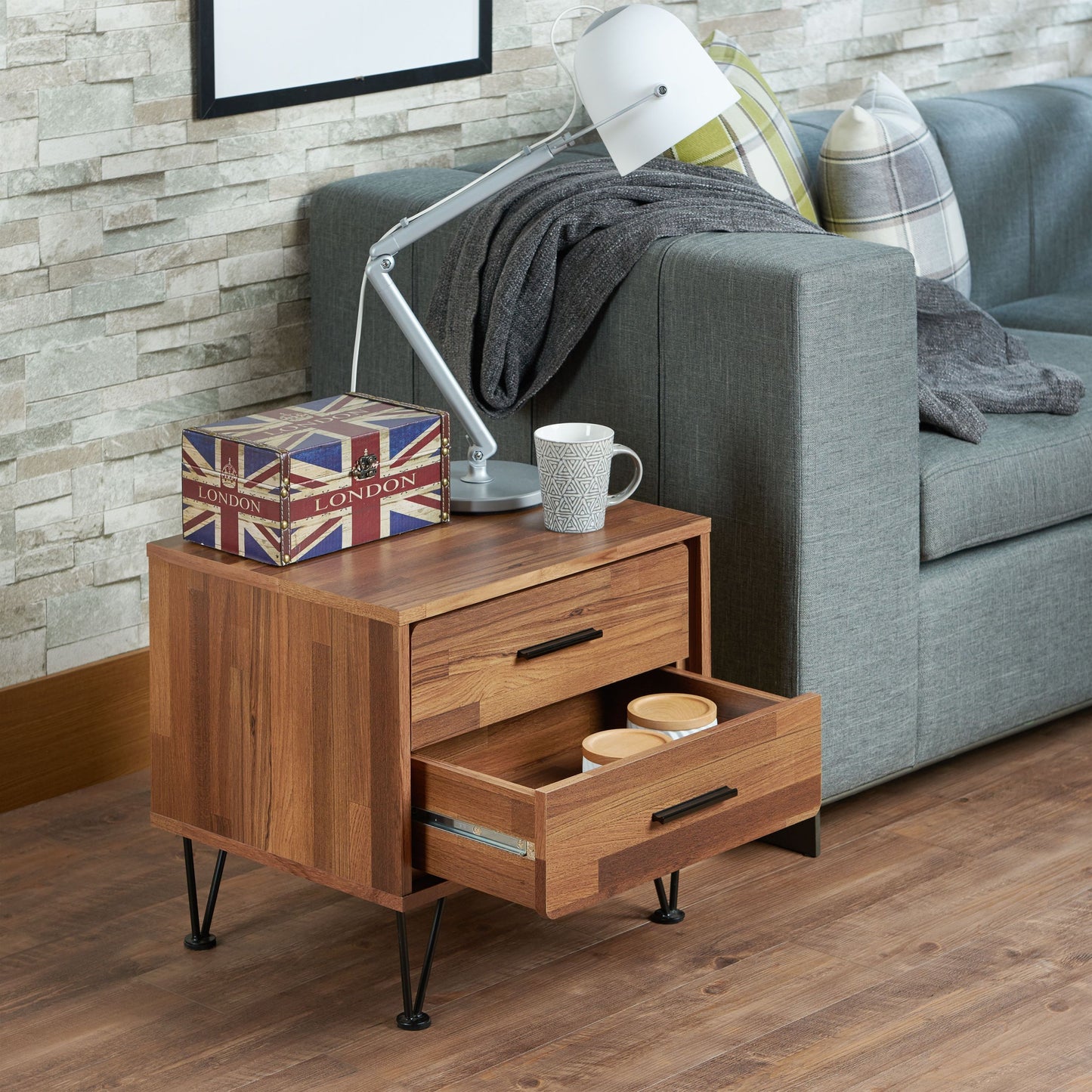 Deoss Walnut Finish Accent Table