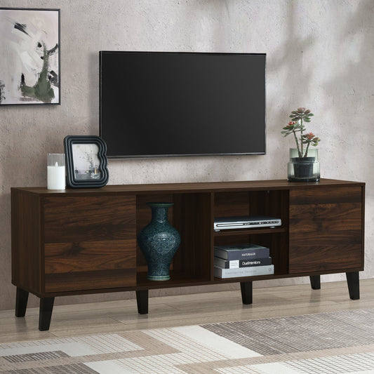 Mid Century TV Stand with 2 Cabinets, Media Console Table for TVs up to 70'', Entertainment Center with Storage for Living room, Bedroom, Home Theatre SolidRoot Buy Furniture USA