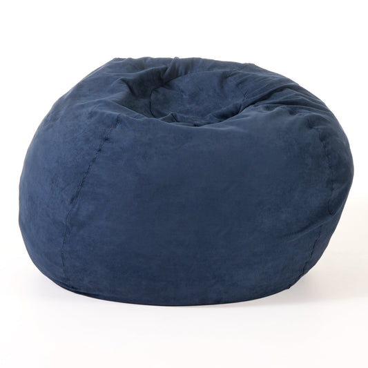 Comfortable High-Density Shredded Foam Bean Bag Chair with Removable Microsuede Cover, Midnight Blue SolidRoot Buy Furniture USA