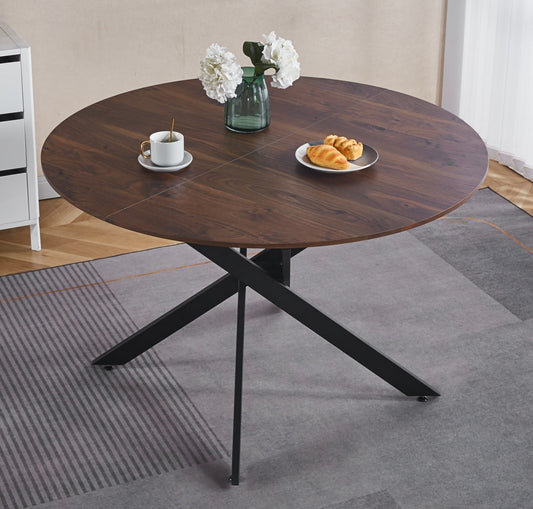 47.2INCH ROUND DINING TABLE,OFFICE TABLE,COFFEE TABLE,120X120X75CM,cross leg SolidRoot Buy Furniture USA