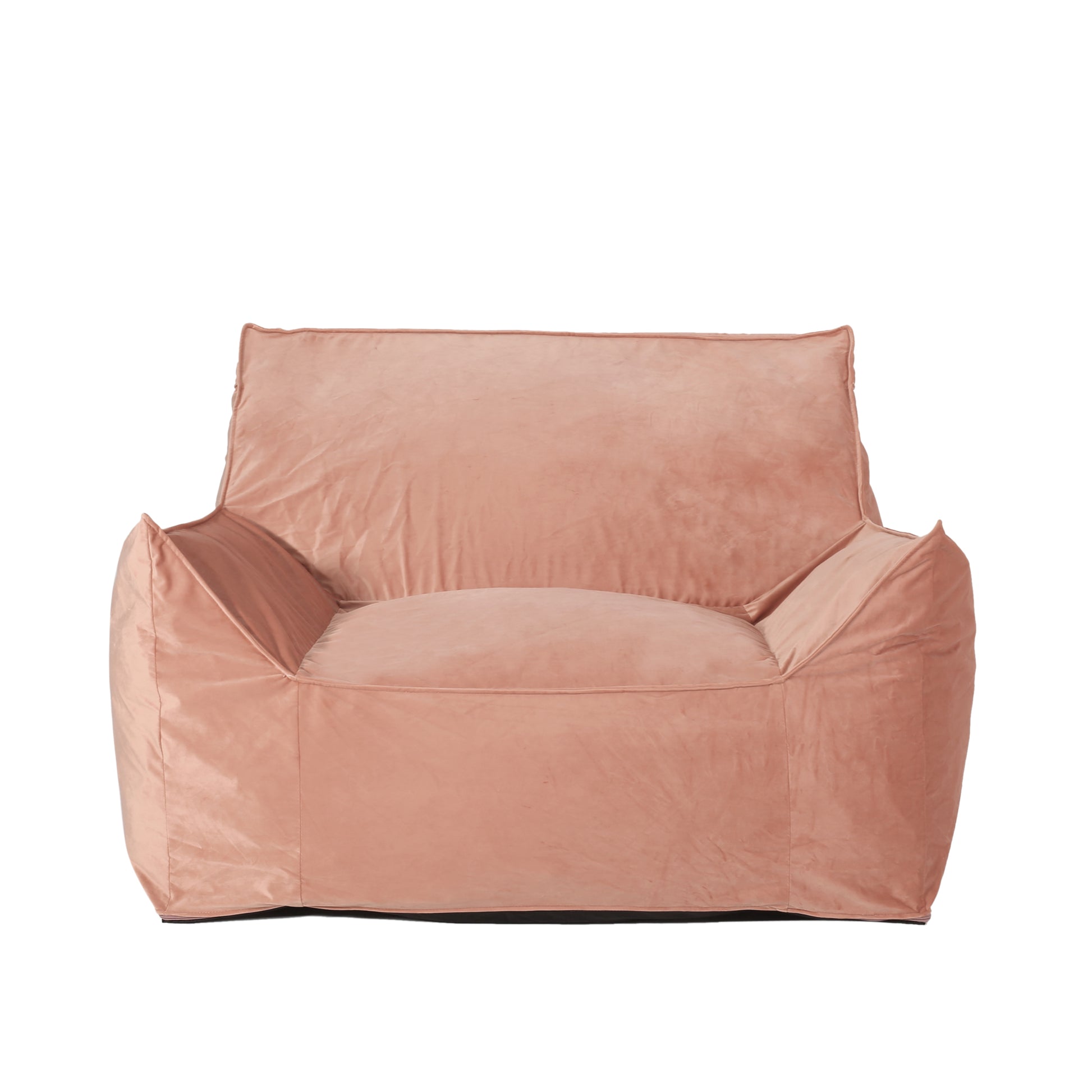 Allea Velveteen Bean Bag Chair with Armrests, Soft Velvet, Pink, 40x40x30 inches SolidRoot Buy Furniture USA