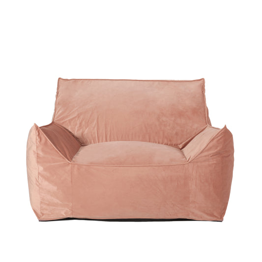 Allea Velveteen Bean Bag Chair with Armrests, Soft Velvet, Pink, 40x40x30 inches SolidRoot Buy Furniture USA