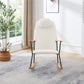 Adjustable Headrest Pillow Rocking Chair, Teddy Fabric Upholstered Glider Rocker with High Backrest, Modern Rocking Accent Chairs Comfy Side Chair for Nursery, Bedroom, Living Room (White) Livingsource