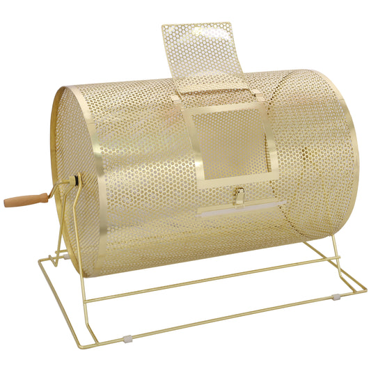 Raffle Drum,Holds 10000 Tickets or 300 Ping Pong Balls, Metal Lottery Spinning Drawing with Wooden Turning Handle, 14.8 x Ø21.26 inch Brass Plated Raffle Ticket Spinning Cage, for Bingo Ballot