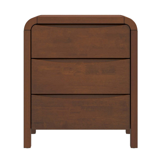 Lionel Mid Century Modern Solid Wood 3-Drawer Nightstand in Brown 23.6'H x 20.4'W x 15.7'D for Bedroom, Hallway, Entryway, Closet SolidRoot Buy Furniture USA