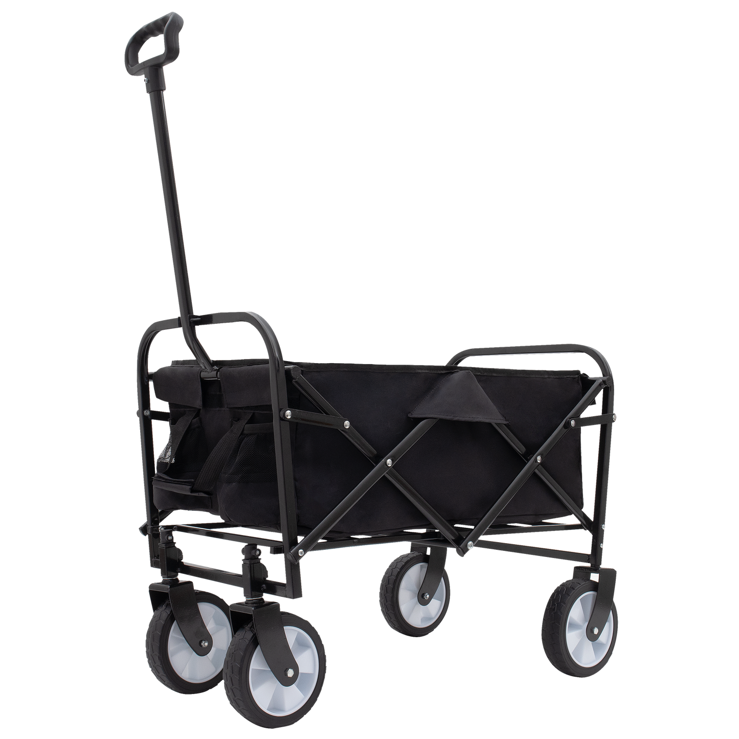 Minimeetall Multi-use Bag Collapsible Foldable Wagon Cart Beach Wagon Heavy Duty Utility Cart Utility Wagon Grocery Cart for for Camping ,3pcs  plastic Liner bag /Cover ,black