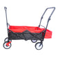 folding wagon Collapsible Outdoor Utility Wagon, Heavy Duty Folding Garden Portable Hand Cart, Drink Holder, Adjustable Handles(Black+Red colour) Livingsource