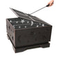 26 Inch Square Fire Pit with BBQ Grill, Outdoor Wood Burning Firepit with Poker, Large Burning Space Fireplace for Patio Garden Camping Backyard Picnic Bonfire Livingsource