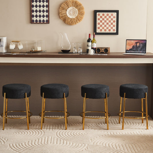 24" Tall, Round Bar Stools, Set of 2 - Contemporary upholstered dining stools for kitchens, coffee shops and bar stores - Includes sturdy hardware support legs Livingsource