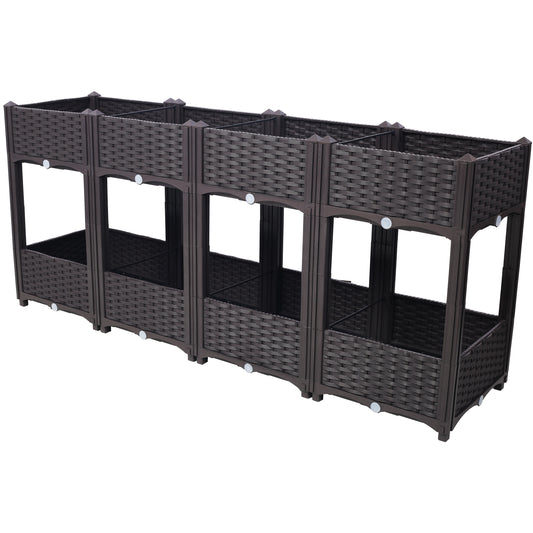 Planter Raised Beds - Elevated Planter Garden Box with Drainage Plug Raised Garden Beds for Vegetable/Flower/Herb Outdoor Standing Planter Beds Gardening Kit,Brown,63'x15.7'x27.7' SolidRoot Buy Furniture USA