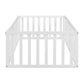 Twin Size Wood Floor Bed Frame with Fence and Door, White(OLD SKU :WF289661AAK) - SolidRoot Buy Furniture USA