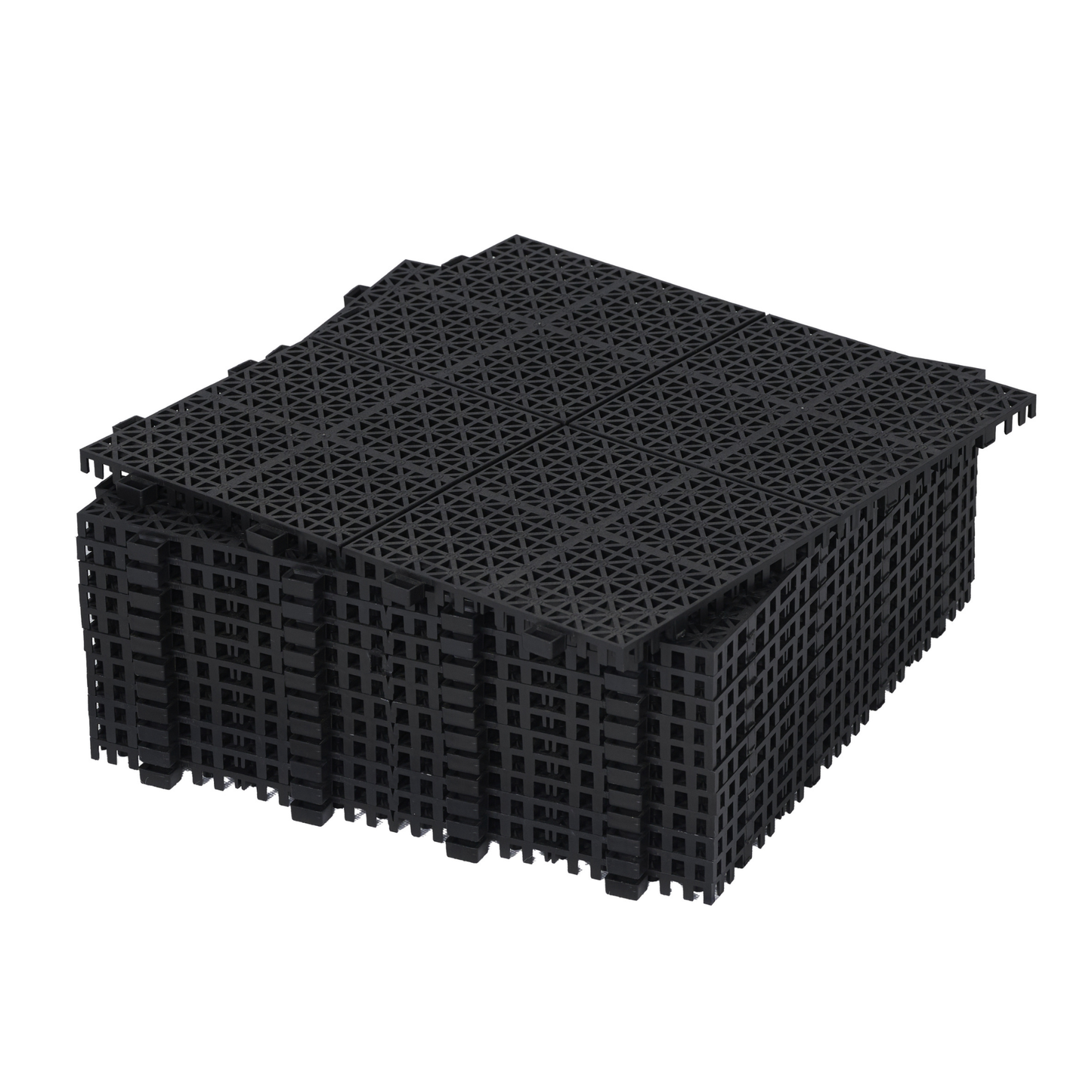 12 x 12 Inch Black Interlocking Deck Tiles Plastic Waterproof Outdoor All Weather Anti-slip Bathroom Shower Balcony Porch Strong Weight Capacity Upto 6613 LBS, Rosette Pattern Pack of 24