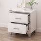 Elegant High Gloss Nightstand with Metal Handle,Mirrored Bedside Table with 2 Drawers for Bedroom,Living Room,White Livingsource