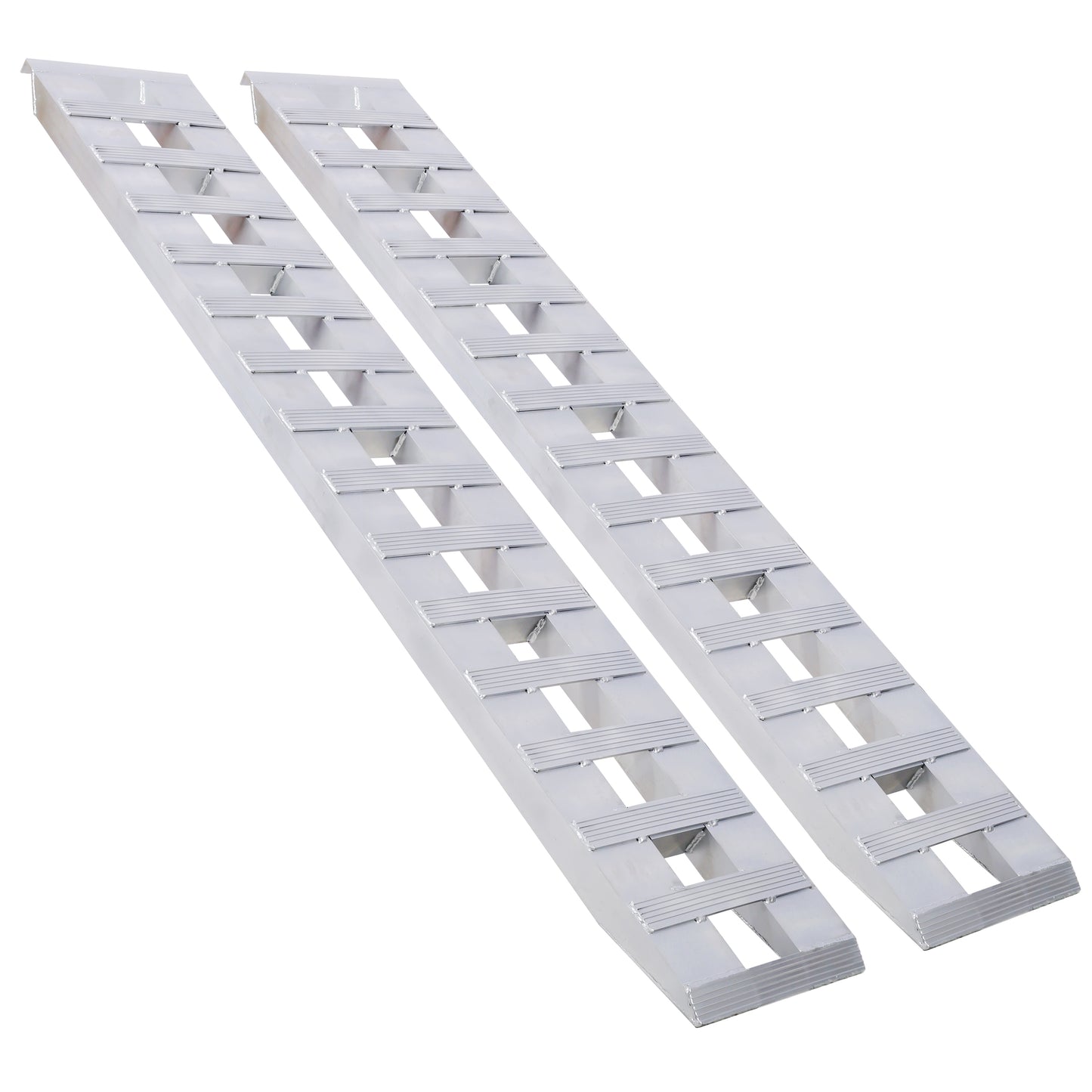 Heavy-Duty Ramps with Top Hook Attaching End, Universal Loading Ramp for Motorcycle, Tractor, ATV/UT 84' X 14' 6600 LBS 1 Pair 2 Ramps Silver Aluminum