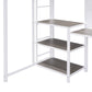 Twin Size Loft Bed with Desk and Whiteboard, Metal Loft Bed with 3 Shelves and Ladder, White - SolidRoot Buy Furniture USA