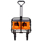 Collapsible Foldable Wagon Cart with strapping system Beach Wagon Utility Cart Utility Wagon Grocery Cart for for Camping Shopping Sports Gardeing Fishing Supports 360lbs All-Terrain Wheels orange Livingsource