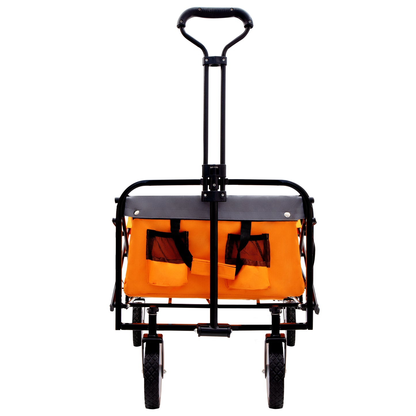 Collapsible Foldable Wagon Cart with strapping system Beach Wagon Utility Cart Utility Wagon Grocery Cart for for Camping Shopping Sports Gardeing Fishing Supports 360lbs All-Terrain Wheels orange