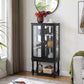 Curio Cabinet Lighted Curio Display Cabinet with Open Storage Space,Solid Wood Legs and adjustable Shelves, Acrylic Mirrored Back Panel, Tempered Glass Doors,3 Tier and one open space(E26 light bulb n Livingsource
