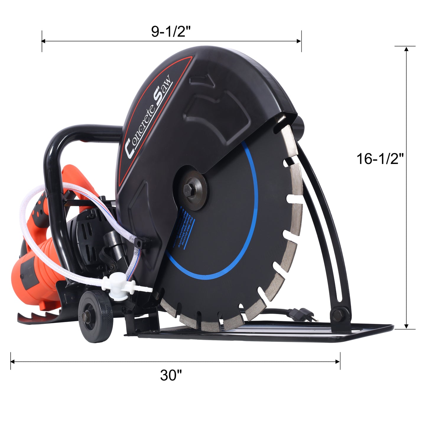 Electric 14" Cut Off Saw Wet/Dry Concrete Saw Cutter Guide Roller with Water Line Attachment