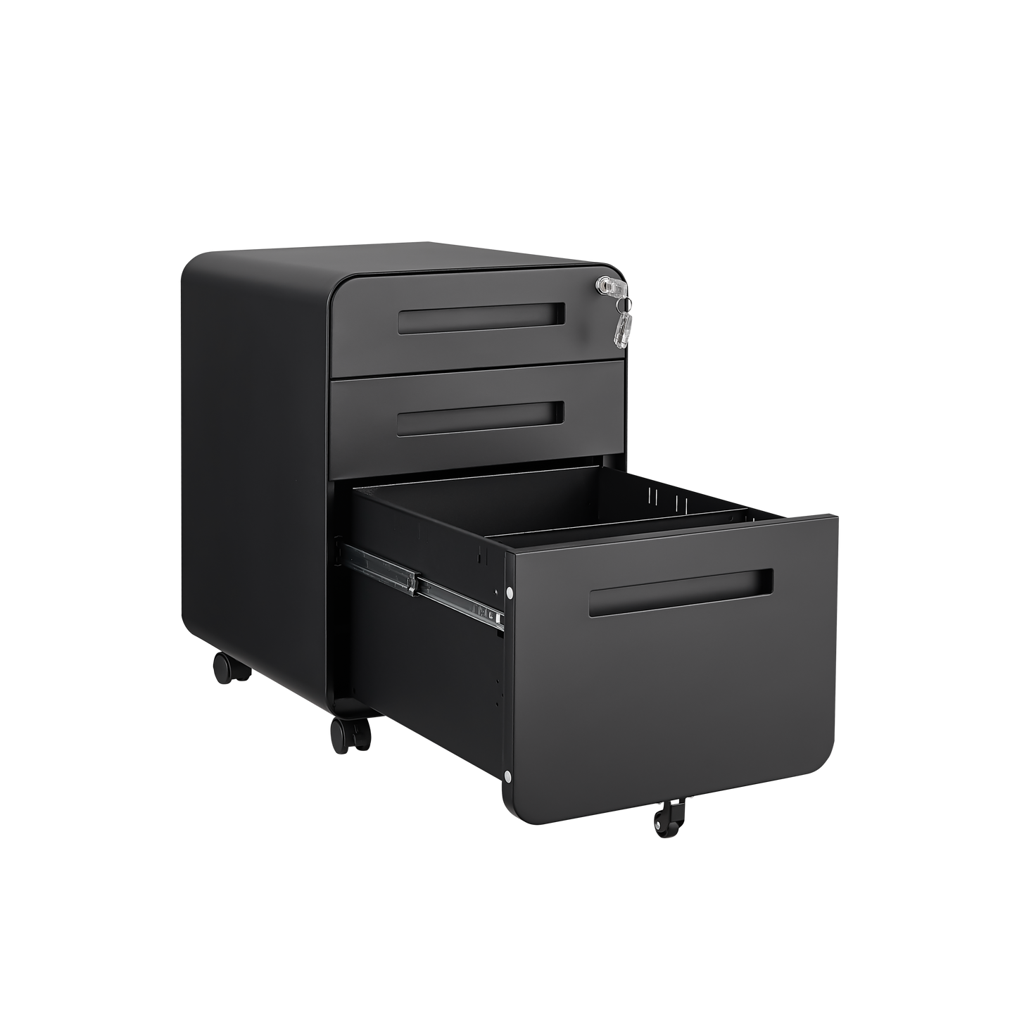 3 Drawer Mobile File Cabinet Under Desk Office,Simple Style Versatile Storage Cabinet for Legal/Letter/A4 Files, 5 Wheel Design Anti-Tilting Cold Rolled Steel Waterproof Moisture-Proof Black