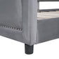 Twin Size Upholstered Daybed with Classic Stripe Shaped  Headboard, Gray - SolidRoot Buy Furniture USA