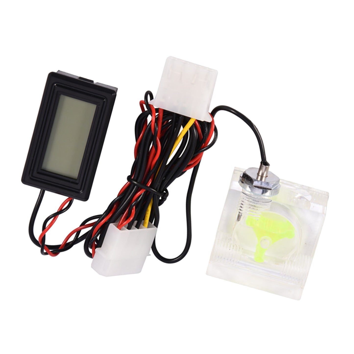 PC Computer 3-Way Flow Meter Digital Temperature Gauge for Water Cooling System Package