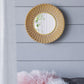 14" Gold Beaded Sunburst Mirror, Round Accent Wall Mirror for Living Room, Entryway, Bathroom, Office, Foyer Livingsource