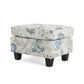 Springfield Upholstered Ottoman, Beige&Blue Livingsource