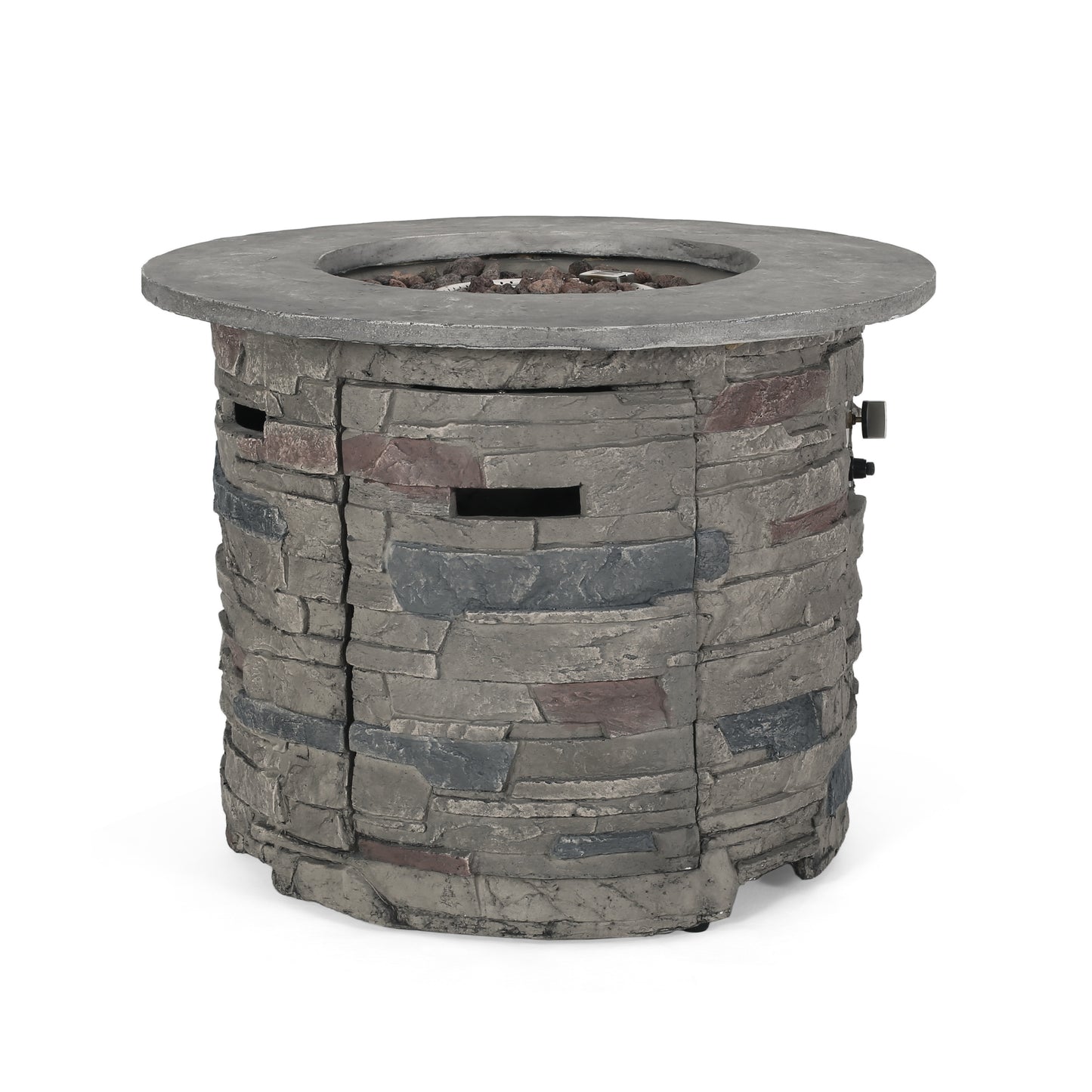 Outdoor 32" Round MgO Propane Fire Pit, Grey Top - 40,000 BTU