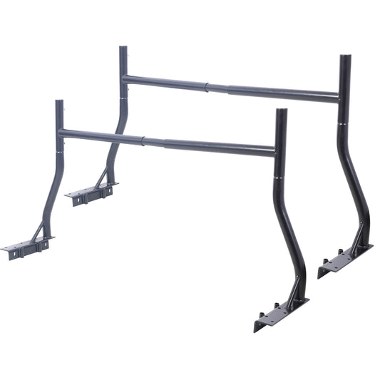 800Ibs Capacity Extendable Steel Pick-Up Truck Ladder Rack Two-bar Set - Black Livingsource