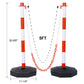 4 Pack Traffic Delineator Post Cones with Fillable Base, Adjustable Plastic Safety Barrier with 5Ft Plastic Chain, Outdoor and Indoor Crowd Control Stanchion for Traffic Control and warning W/R Livingsource