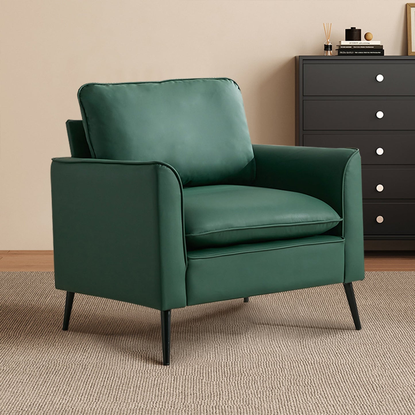 TS Cat paw leather upholstered sofa 1PC Green,Nordic retro light luxury living room balcony bedroom single casual sofa chair SolidRoot Buy Furniture USA