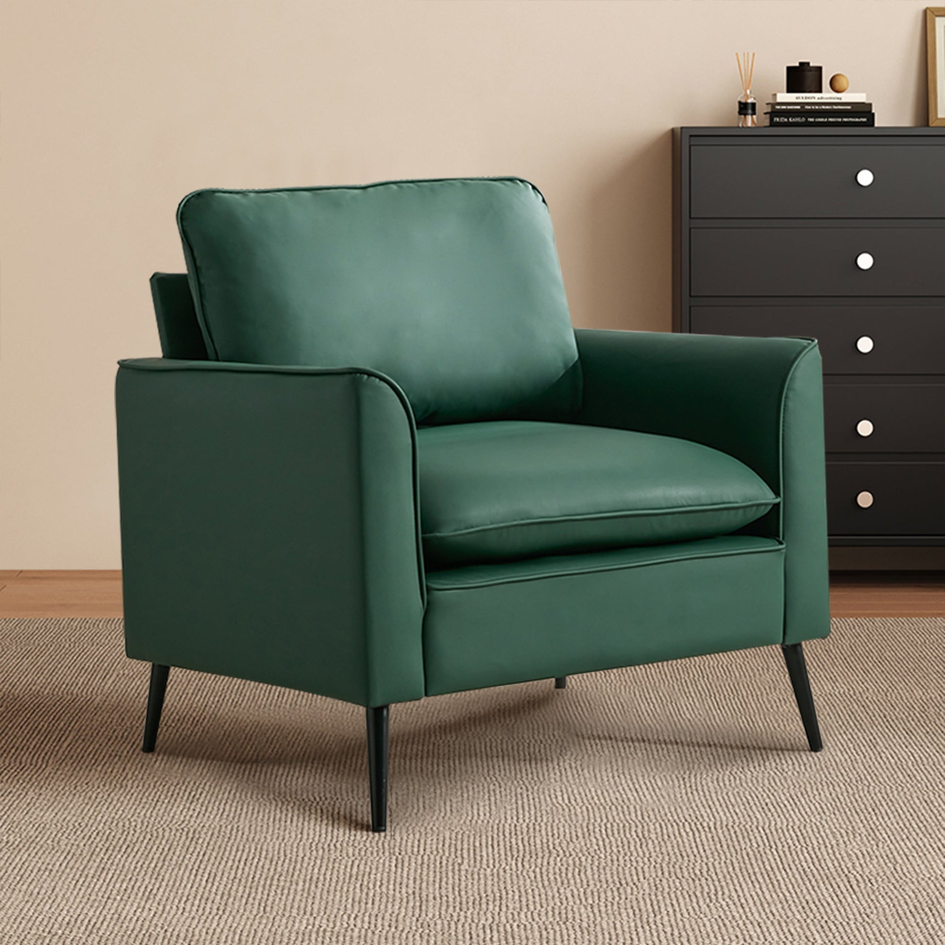 TS Cat paw leather upholstered sofa 1PC Green,Nordic retro light luxury living room balcony bedroom single casual sofa chair SolidRoot Buy Furniture USA