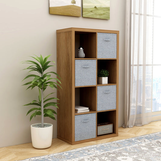 Smart Cube 8-Cube Organizer Storage with Opened Back Shelves,2 X 4 Cube Bookcase Book Shleves for Home, Office ,Walnut Color Livingsource