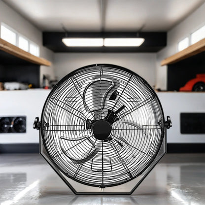 18 in. Black Industrial Wall Mount Fan 3-Speed Indoor/OutdoorCommercial Ventilation Metal High Velocity Fan SolidRoot Buy Furniture USA