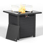 28 Inch Propane Fire Pit Table, Rattan & Wicker-Look, 50000 BTU Gas Firepits Tempered Glass Tabletop with Glass Windscreen Protector for Outside Patio and Garden(Coffee) Livingsource