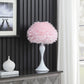 18.25"In Soft Pink Feather Aquina Crisp White Contour Glam Table Lamp - SolidRoot Buy Furniture USA