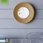 14" Gold Beaded Sunburst Mirror, Round Accent Wall Mirror for Living Room, Entryway, Bathroom, Office, Foyer Livingsource