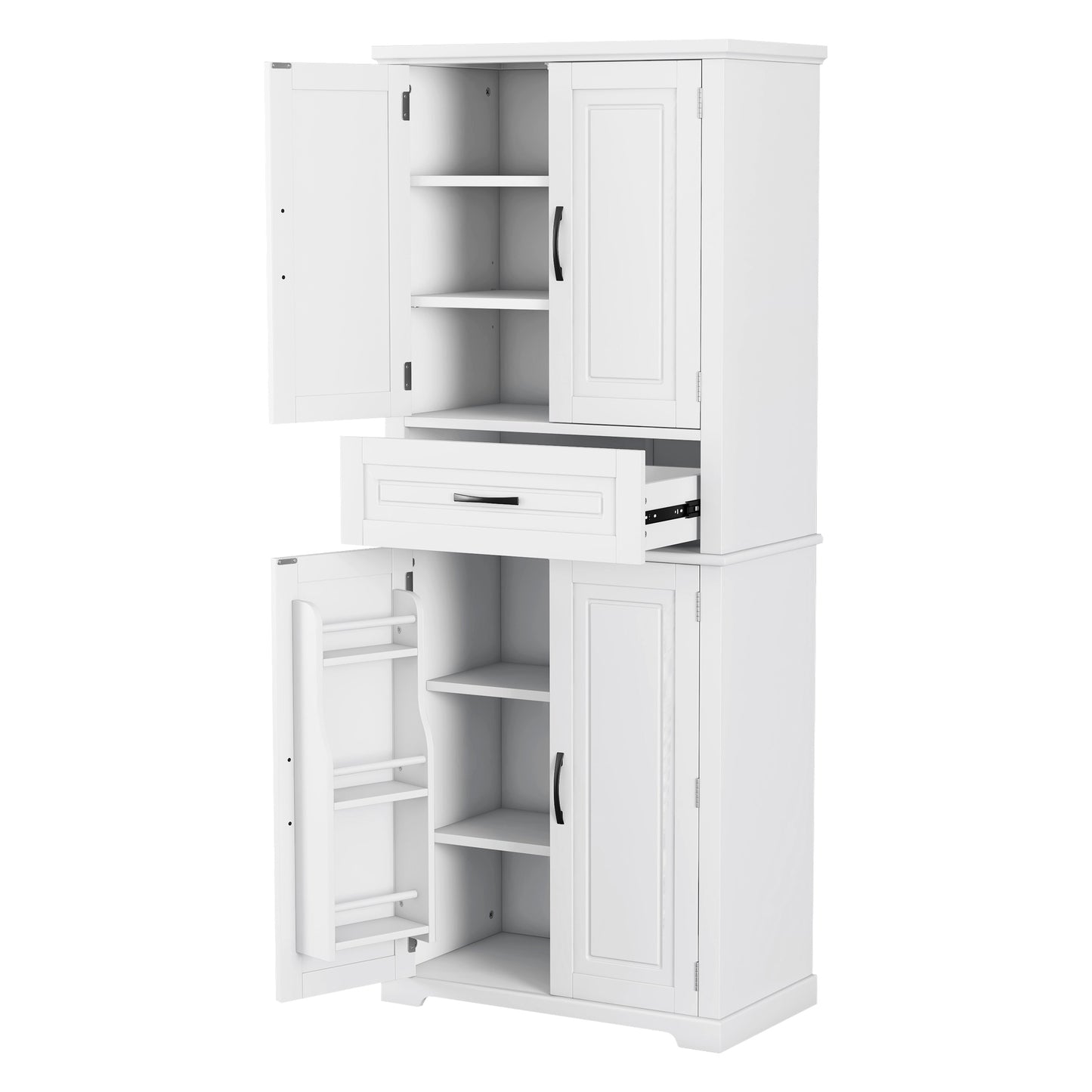 Bathroom Storage Cabinet with Multi-Functional Storage Space, Drawer with Slide Rails, Adjustable Shelf, White