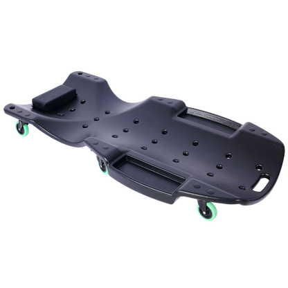 Plastic Creeper 48 Inch - Blow Molded Ergonomic HDPE Body with Padded Headrest & Dual Tool Trays - 440 Lbs Capacity BLACK Livingsource