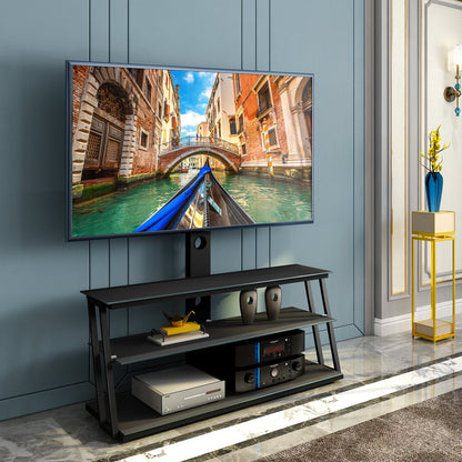 Black Multi-Function Angle And Height Adjustable Tempered Glass  TV Stand SolidRoot Buy Furniture USA