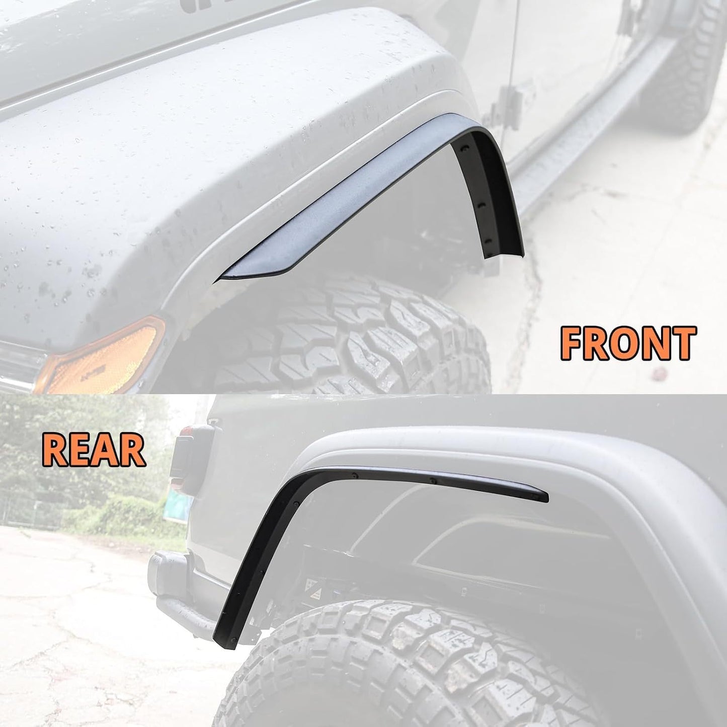 Front & Rear Fenders Compatible with 2020-2024 Jeep Wrangler Gladiator JT Mojave & Rubicon, Off-Road Wheel Fender Liner Set 4 Pcs(Only Fit High Clearance Fender Flares)