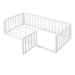 Twin Size Wood Floor Bed Frame with Fence and Door, White(OLD SKU :WF289661AAK) - SolidRoot Buy Furniture USA