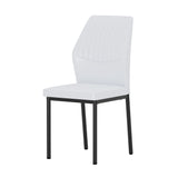 Luxury Simple Chair Set of 4 White PU Material High Resilience Dining Chair with Metal Black Leg SolidRoot Buy Furniture USA