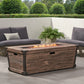Outdoor Patio Concrete Fire table, Rectangle Gas Burning 56-Inch Fire Pit - 50,000 BTU, Wood Pattern Fire Table, Brown (Tank Cover not Included) - SolidRoot Buy Furniture USA