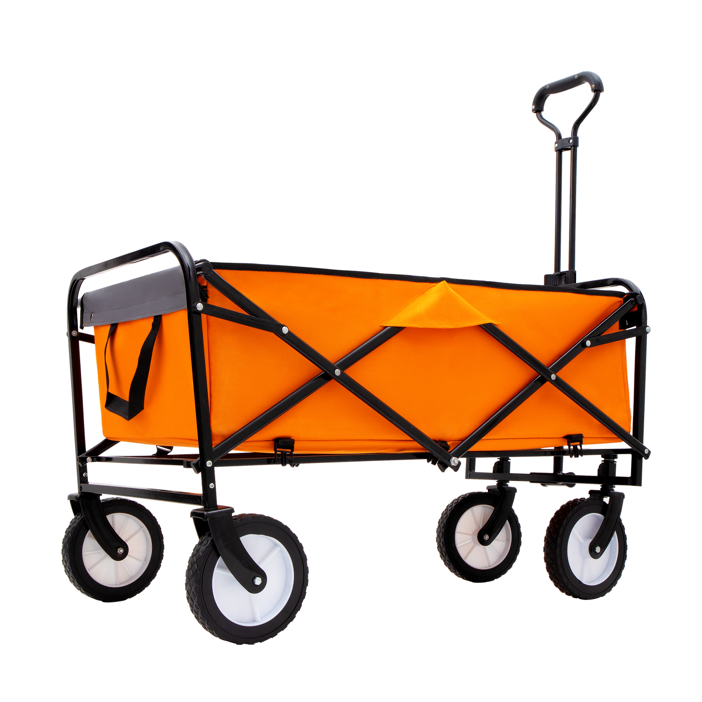 Collapsible Foldable Wagon Cart with strapping system Beach Wagon Utility Cart Utility Wagon Grocery Cart for for Camping Shopping Sports Gardeing Fishing Supports 360lbs All-Terrain Wheels orange